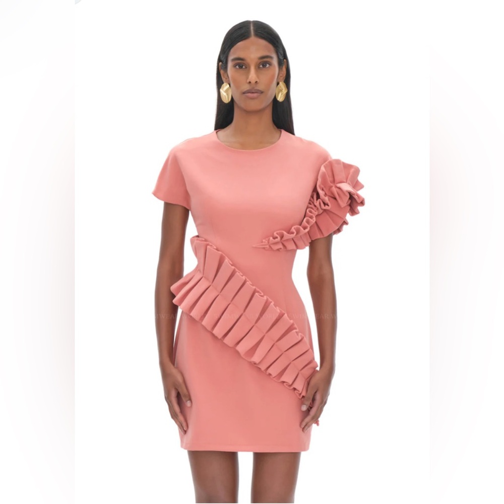 ANDREA IYAMAH Wo Safia MiniDress In Peach Rose with Pleated Design, New with Tag